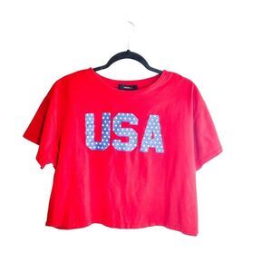 Forever 21 Womens Top 4th of July  USA Cropped Plus Size  2X